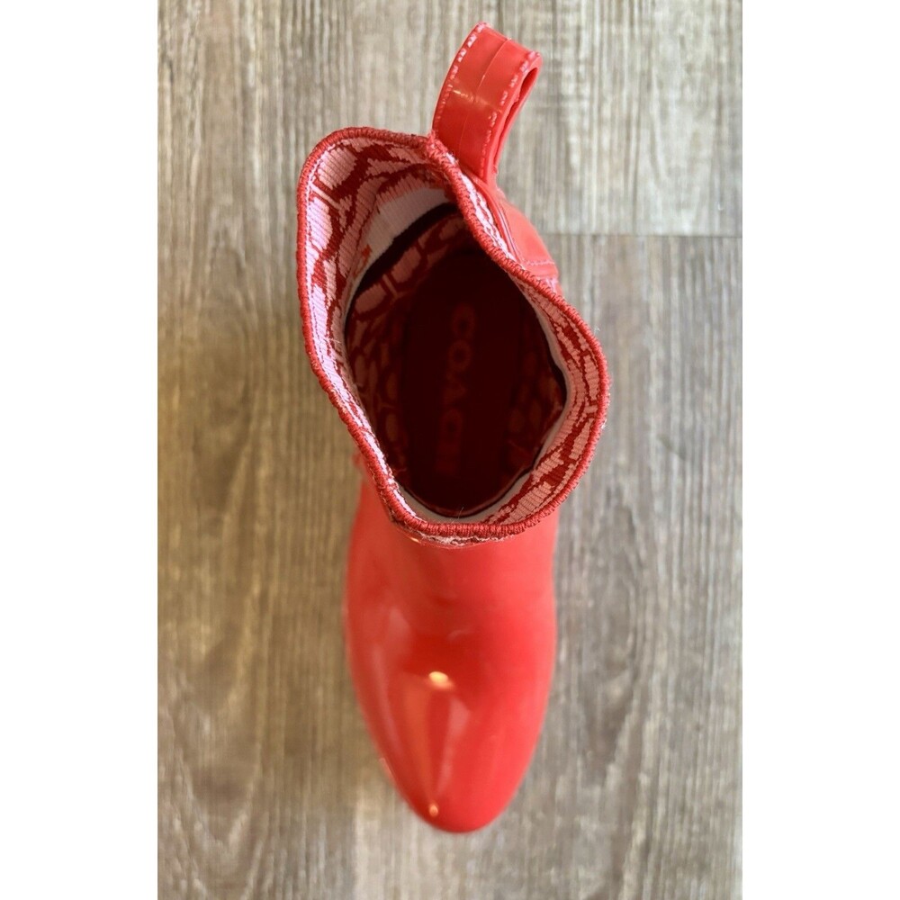 Coach Rivington Red Candy Apple Rain Boot Ankle RIGHT SHOE ONLY AMPUTEE Size 7 - Picture 6 of 7